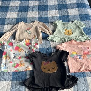Disney Kids Short Sleeve Tops - Black, Pink, Mint, Cream, White